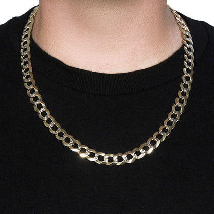 14k Two Tone Gold Pave Curb Chain (12.18 mm)