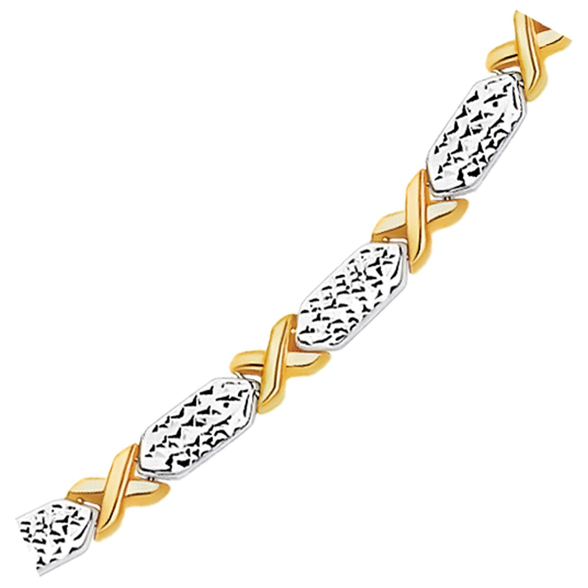 14k Two-Tone Gold Fancy X Line Bracelet (4.80 mm)