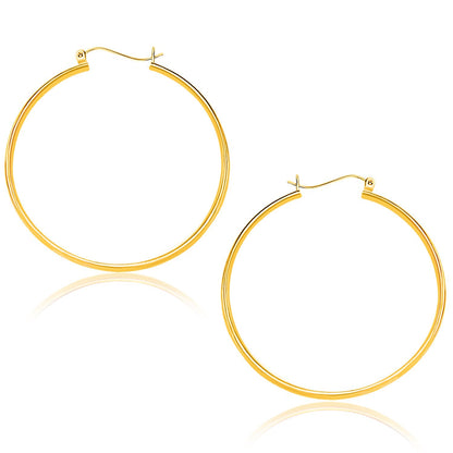 10k Yellow Gold Polished Hoop Earrings (1.5x40mm)