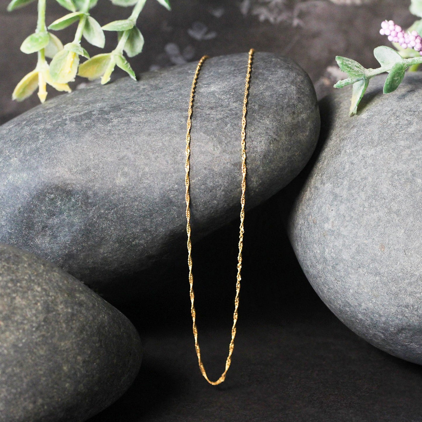 10k Yellow Gold Singapore Chain 0.8mm (0.80 mm)