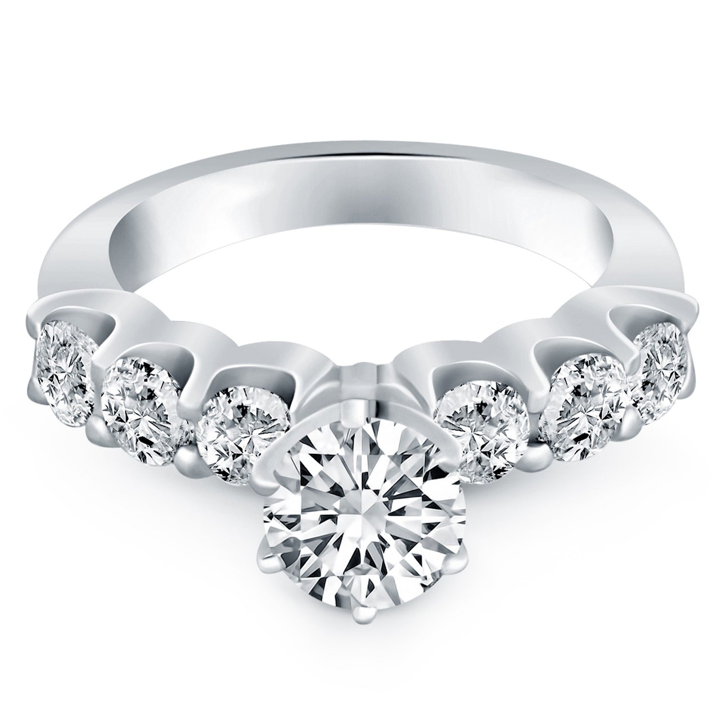 14k White Gold Shared Prong Diamond Engagement Ring