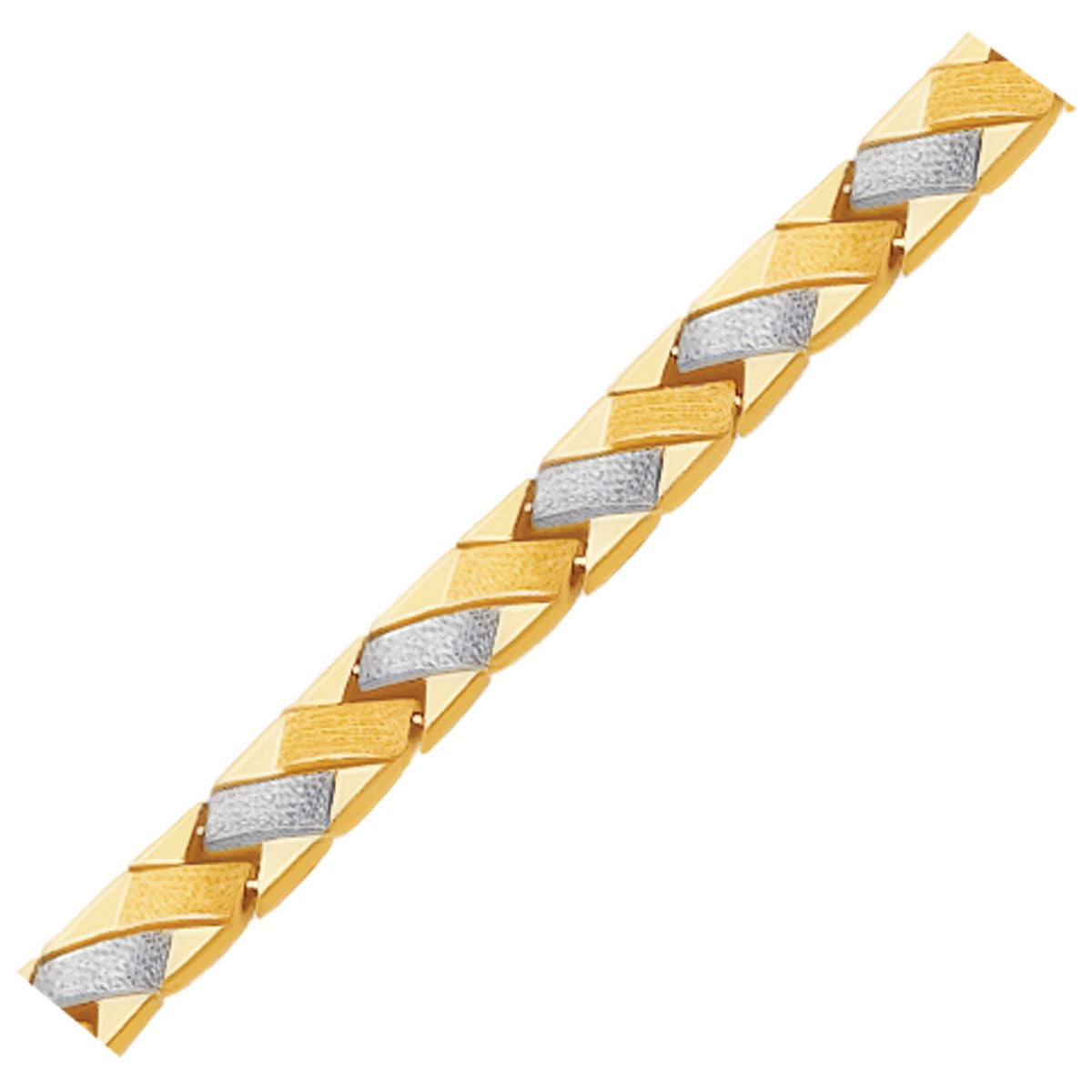 14k Two-Tone Gold Fancy Weave Bracelet with Contrasting Finish (6.35 mm)