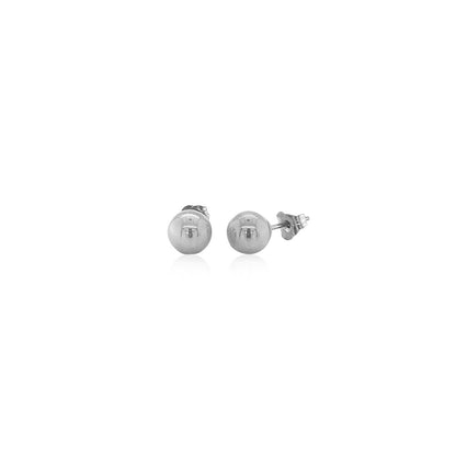 14k White Gold Classic Round Stud Earrings (6mm)
