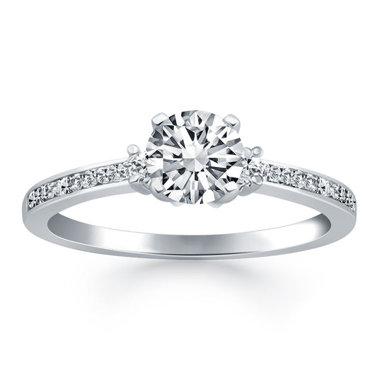 14k White Gold Diamond Accent Engagement Ring Mounting