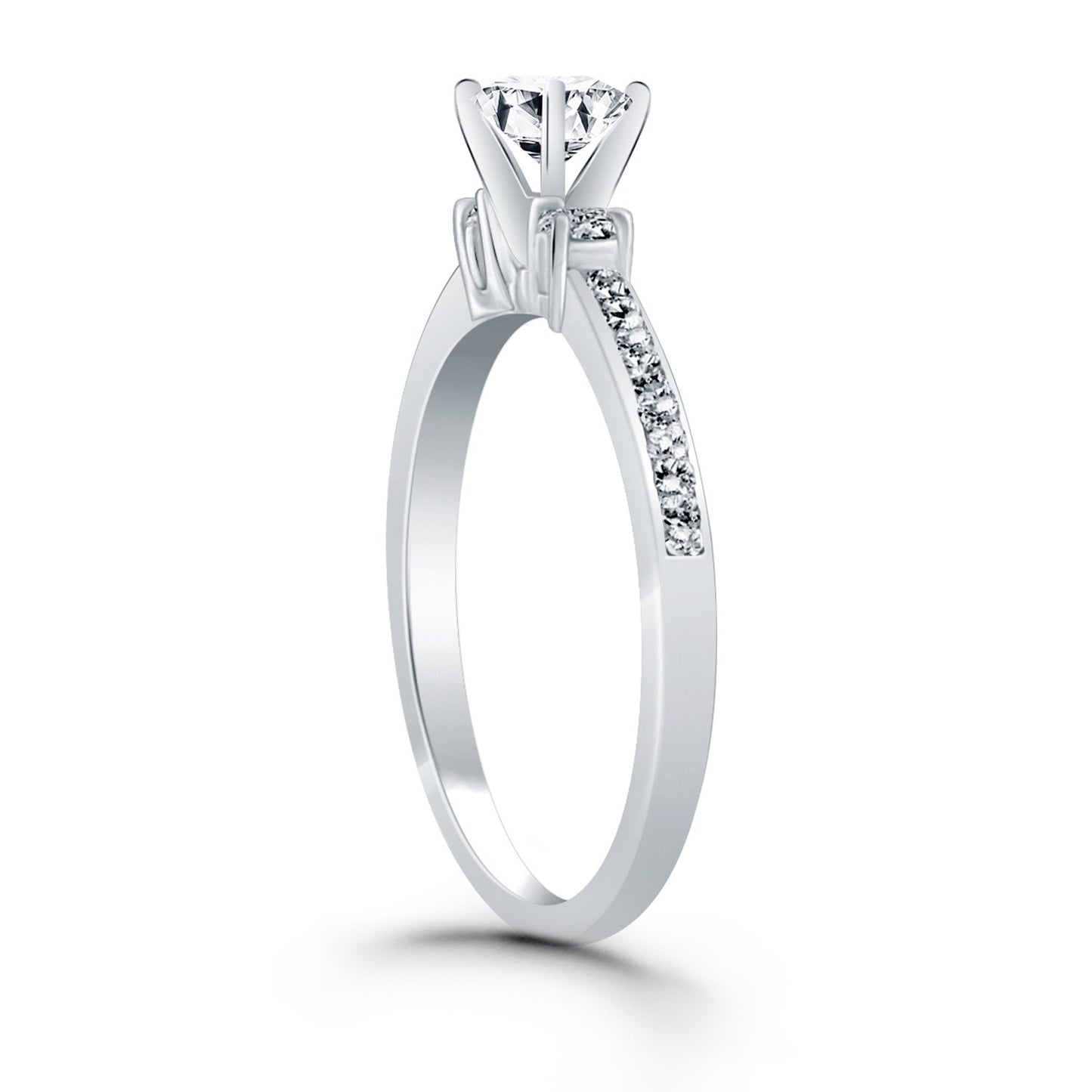 14k White Gold Diamond Accent Engagement Ring Mounting