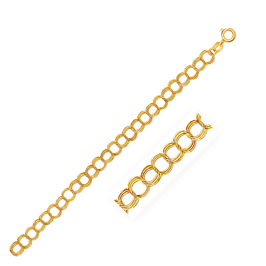 14k Yellow Gold Triple Link Charm Bracelet (5.00 mm)