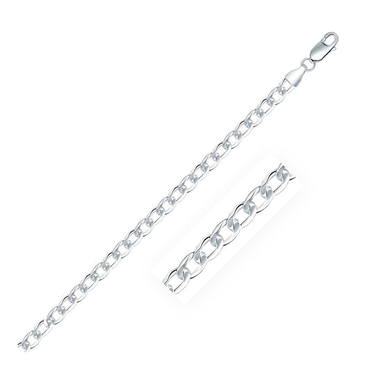 Rhodium Plated Sterling Silver Curb Style Chain (4.70 mm)