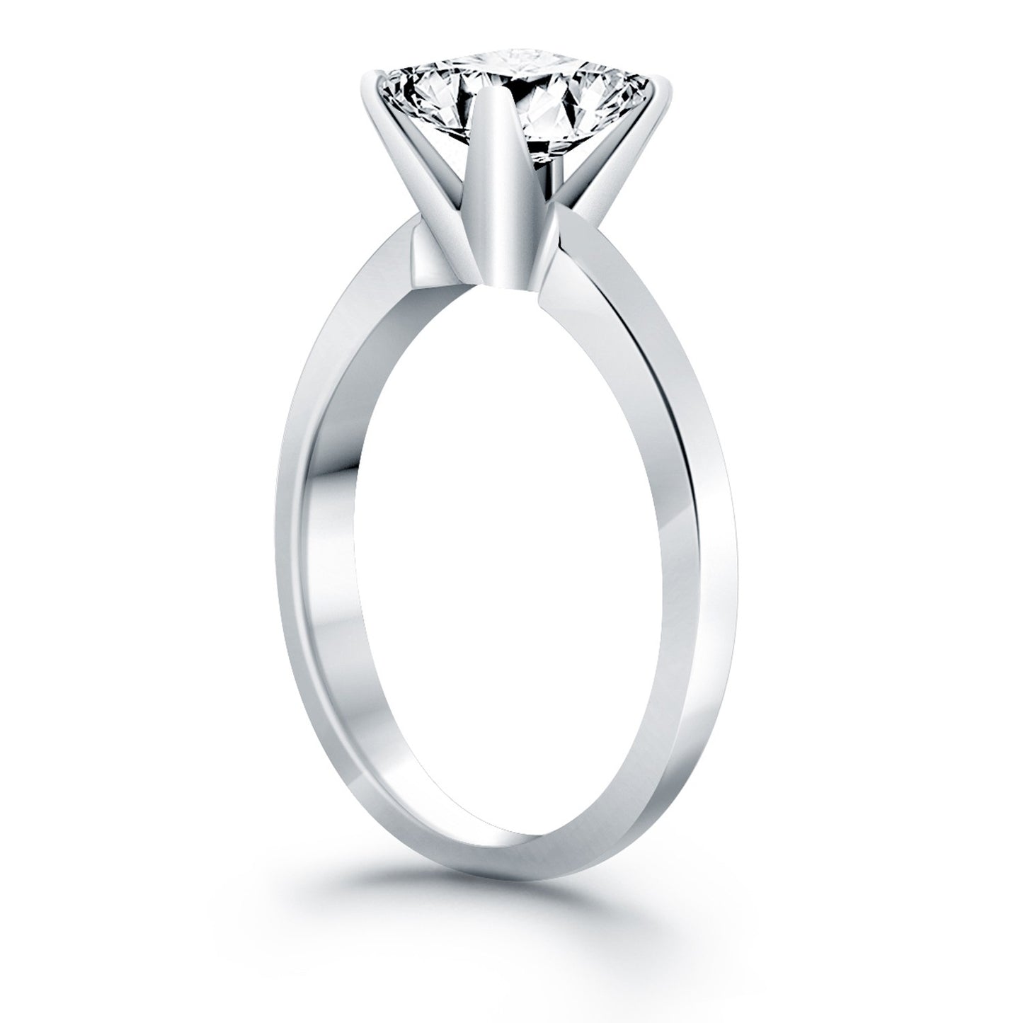 14k White Gold Classic Solitaire Engagement Ring Mounting