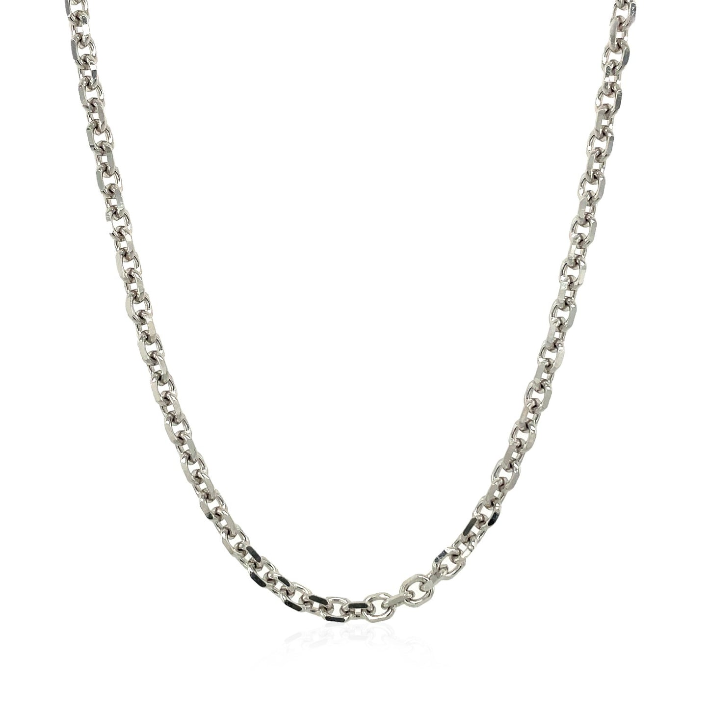 14k White Gold Diamond Cut Cable Link Chain (2.90 mm)