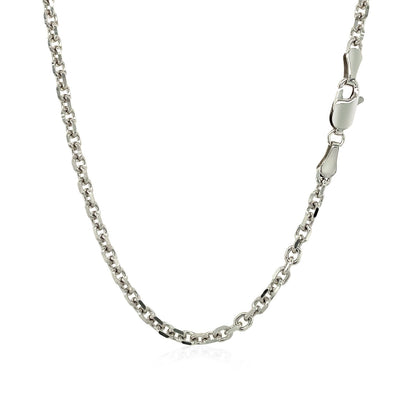 14k White Gold Diamond Cut Cable Link Chain (2.90 mm)