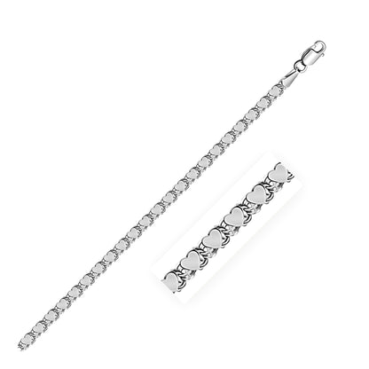 14k White Gold Heart Bracelet (3.00 mm)