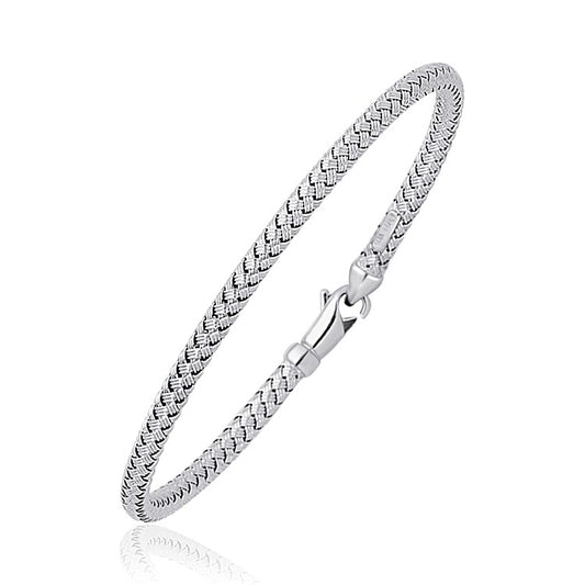 Fancy Weave Bangle in 14k White Gold (3.00 mm)