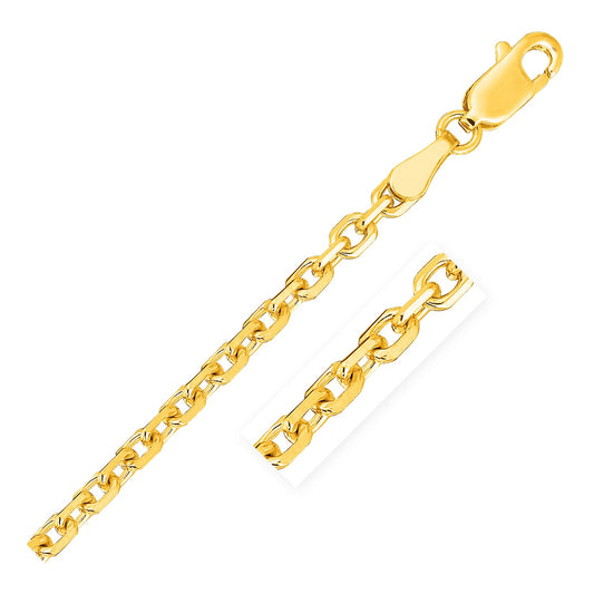 14k Yellow Gold Diamond Cut Cable Link Chain (2.60 mm)