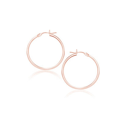 14k Rose Gold Polished Hoop Earrings (2x25mm)