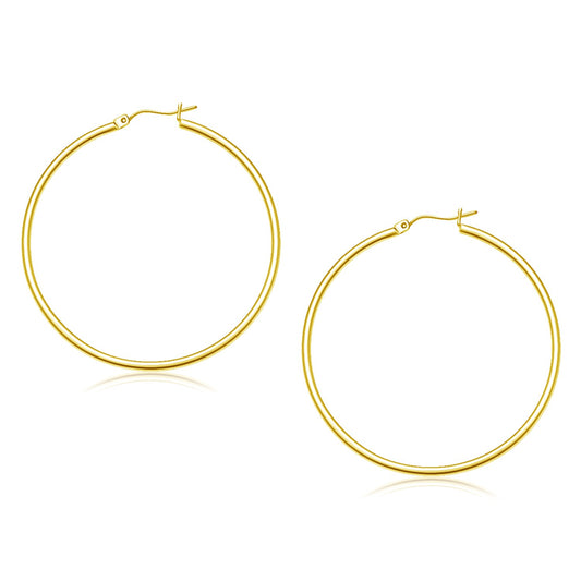 14k Yellow Gold Polished Hoop Earrings (2x45mm)