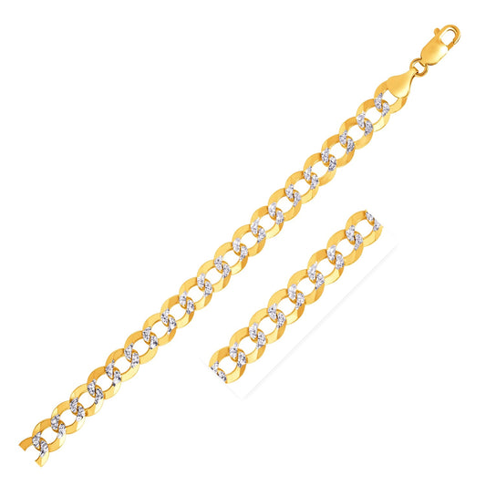 14k Two Tone Gold Pave Curb Bracelet (7.00 mm)