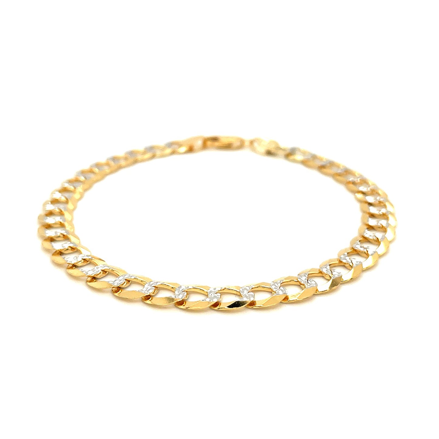 14k Two Tone Gold Pave Curb Bracelet (7.00 mm)