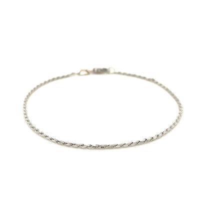 14k White Gold Solid Diamond Cut Rope Bracelet (1.80 mm)