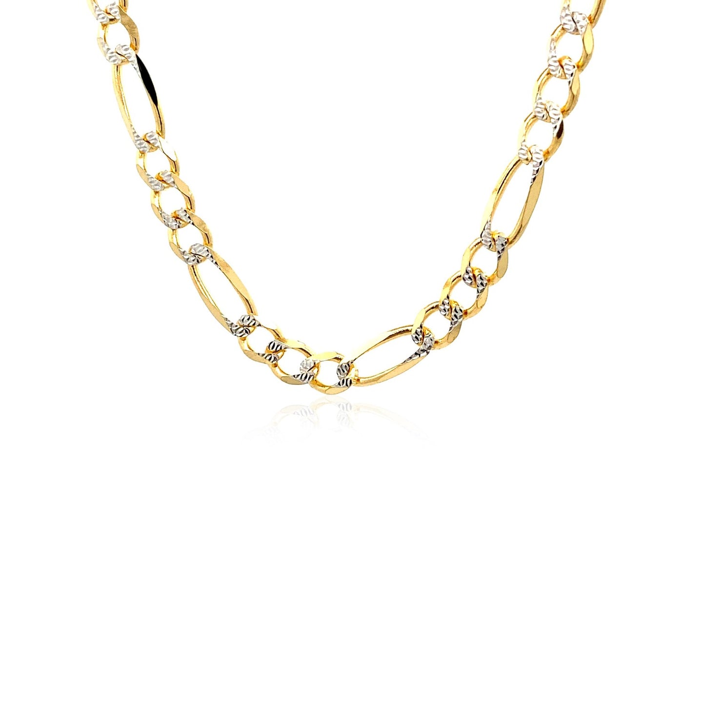 14K Yellow Gold Solid Pave Figaro Chain (5.90 mm)