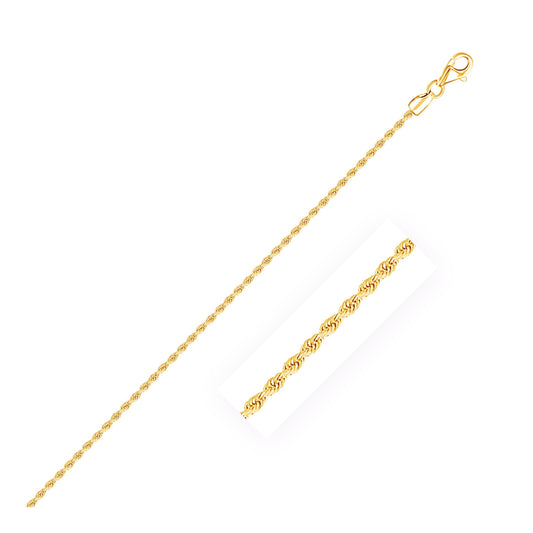 10k Yellow Gold Solid Diamond Cut Rope Bracelet (1.80 mm)