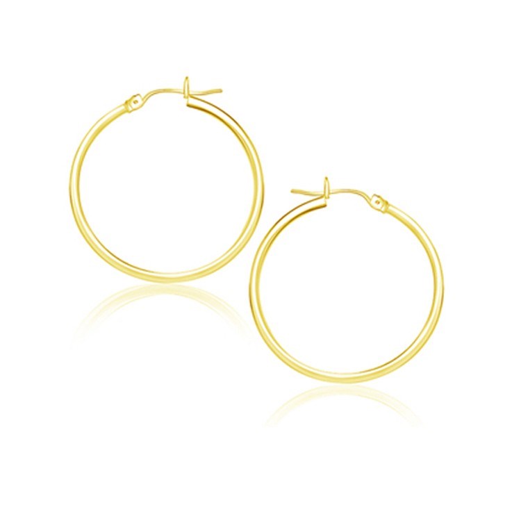 10k Yellow Gold Polished Hoop Earrings (2x25mm)