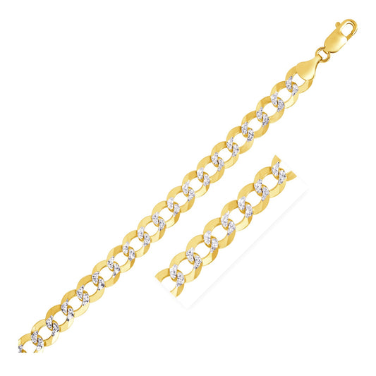 14k Two Tone Gold Pave Curb Chain (8.30 mm)