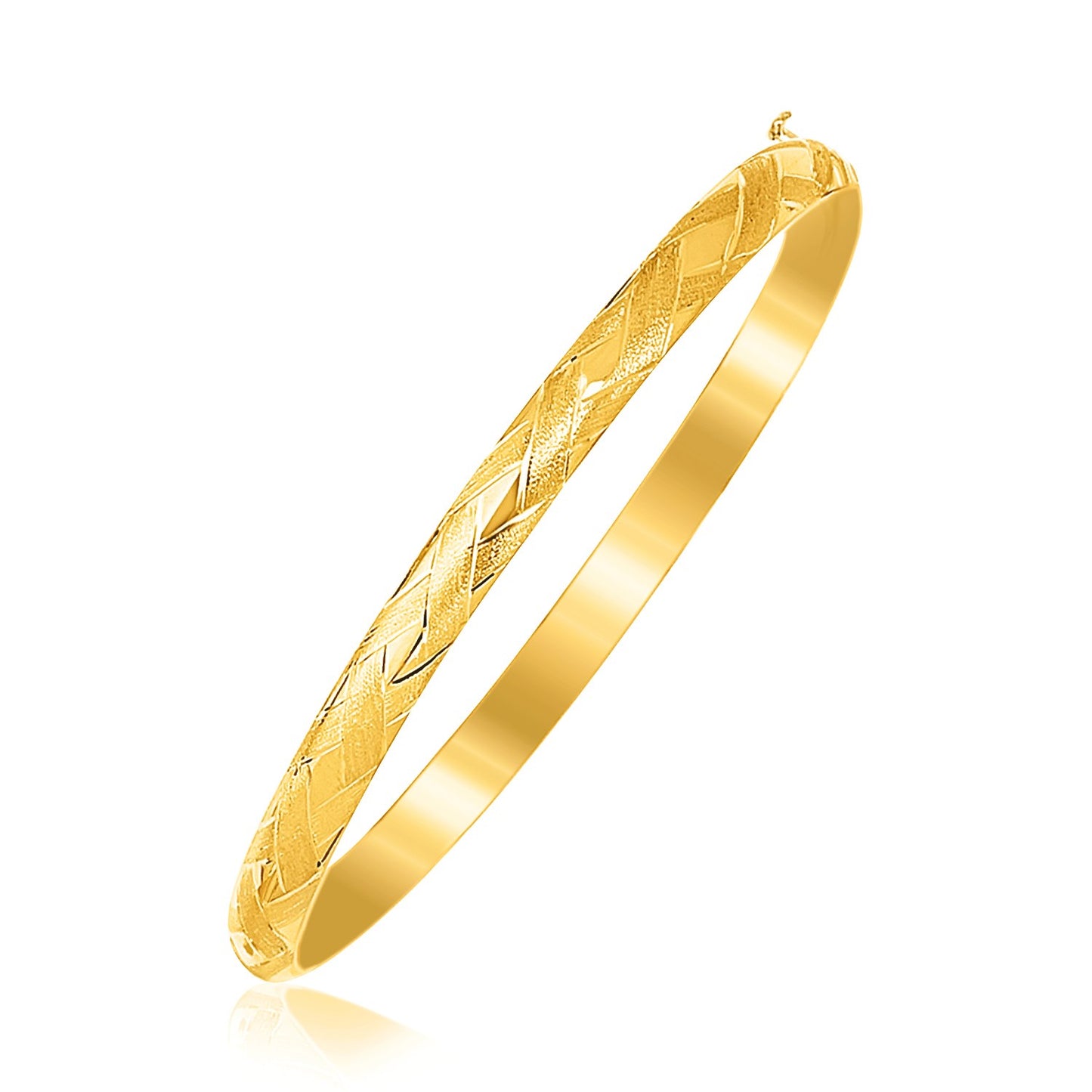 14k Yellow Gold Childrens Bangle with Diamond Cuts (5.50 mm)