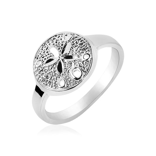 Sterling Silver Textured Sand Dollar Ring(2.50 mm)