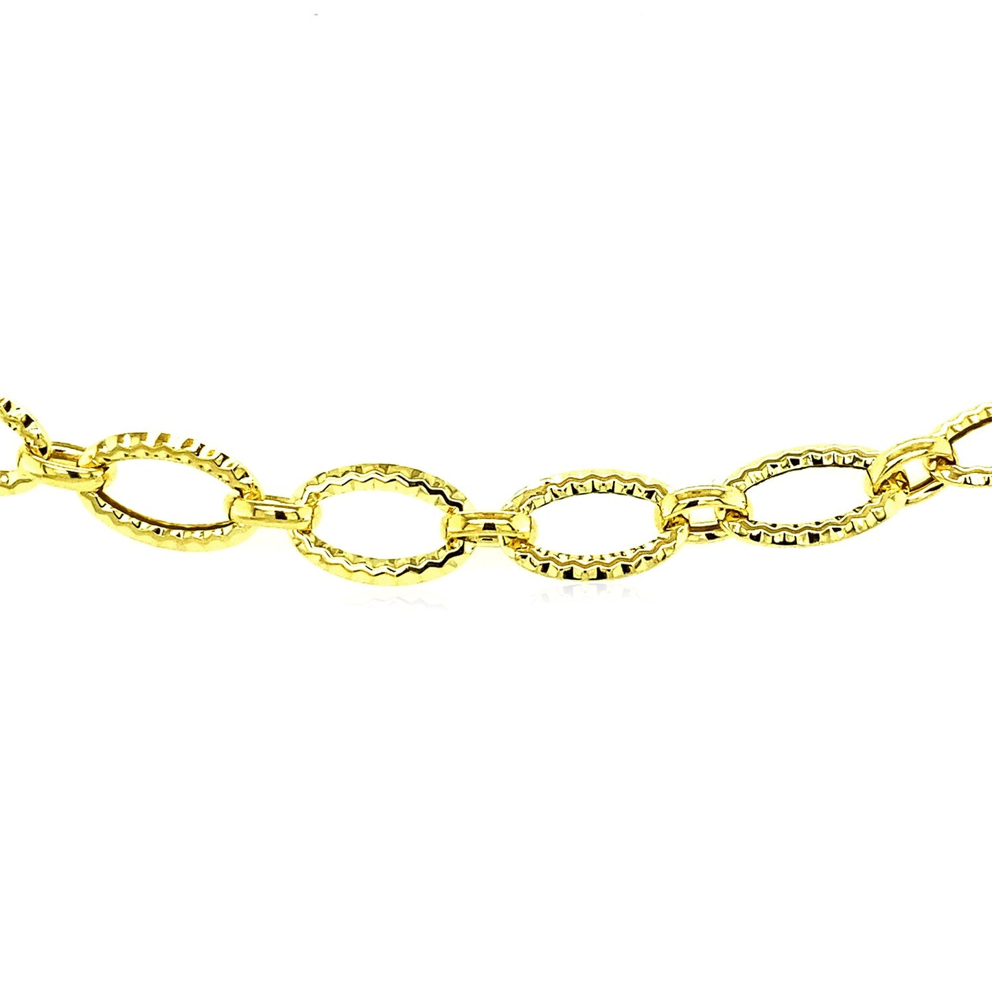 Textured Oval Link Bracelet in 14k Yellow Gold (8.60 mm)