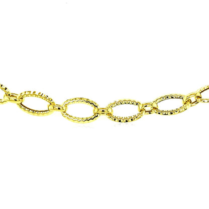 Textured Oval Link Bracelet in 14k Yellow Gold (8.60 mm)