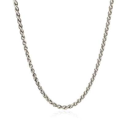 Sterling Silver Rhodium Plated Wheat Chain (2.60 mm)