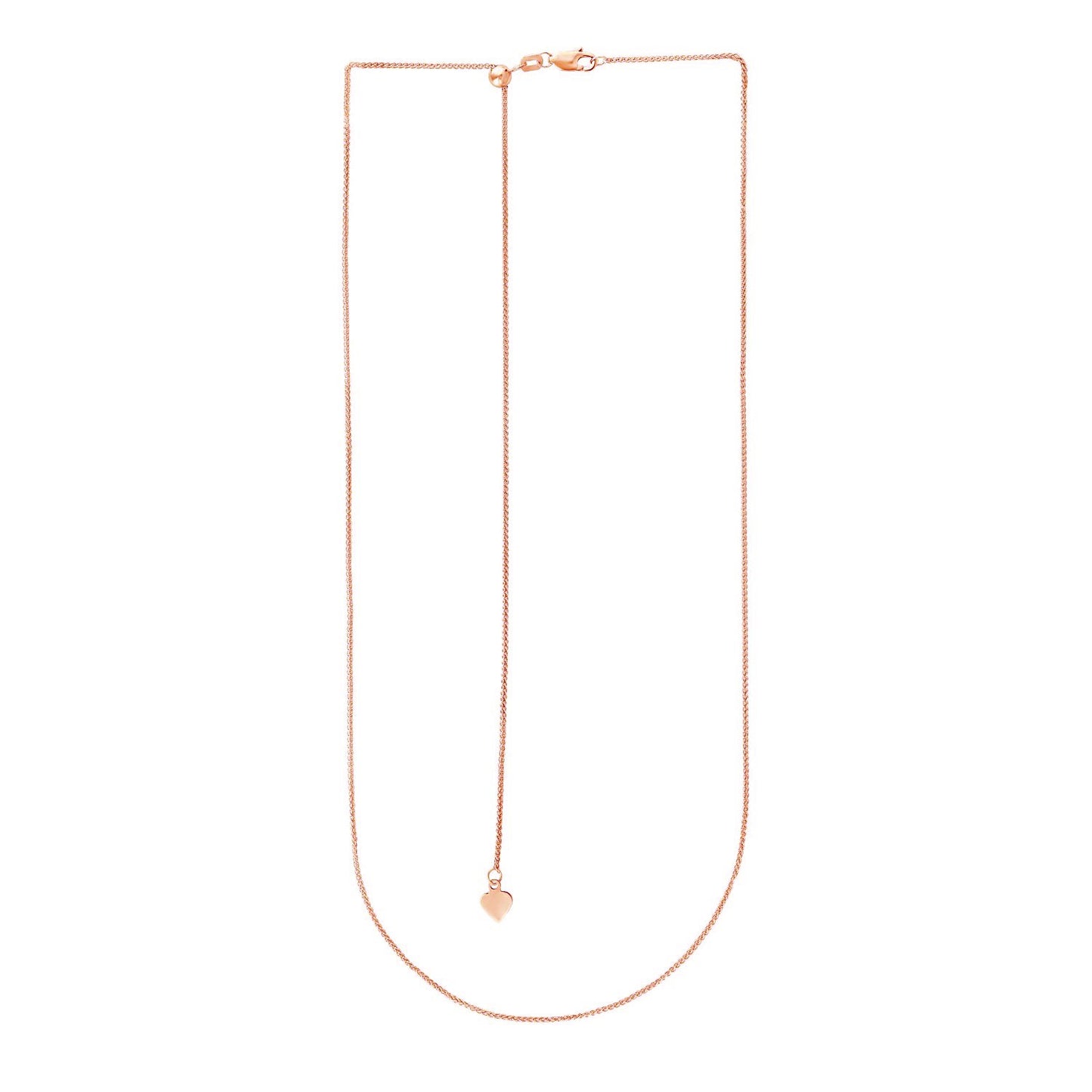 14k Rose Gold Adjustable Wheat Chain (1.00 mm)