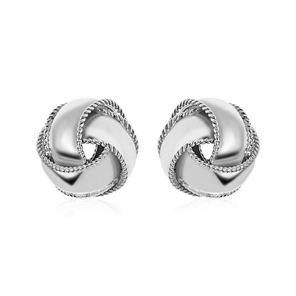 Textured and Polished Love Knot Earrings in Sterling Silver(13mm)