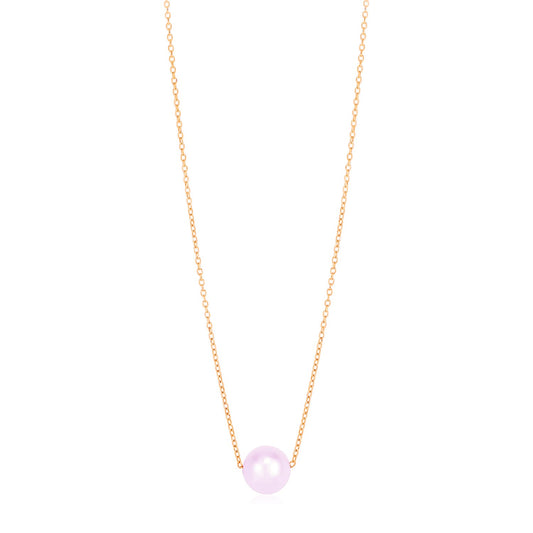 14k Rose Gold Pearl Solitaire Necklace