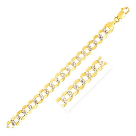 14k Two Tone Gold Pave Curb Bracelet (8.30 mm)