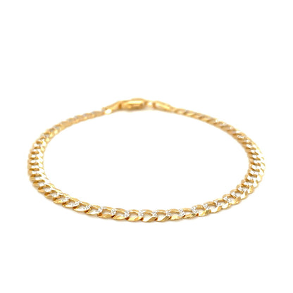 14k Two Tone Gold Pave Curb Bracelet (3.60 mm)