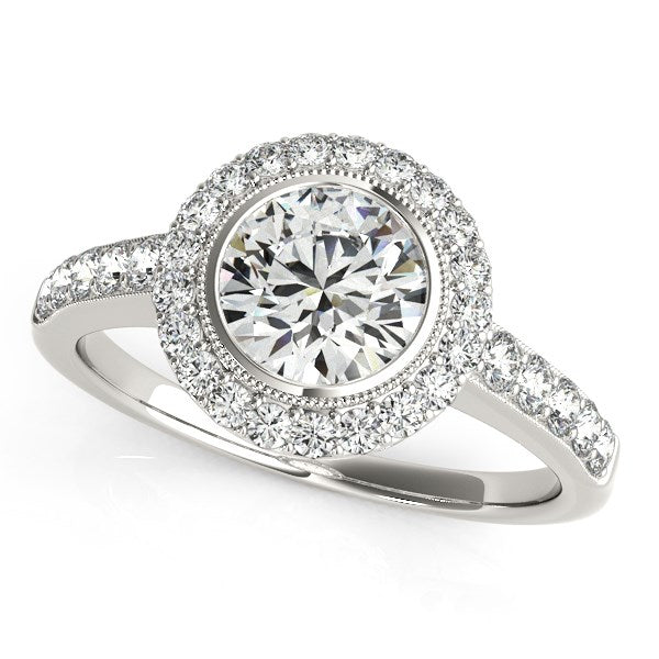 14k White Gold Pave Style Diamond Engagement Ring (1 3/8 cttw)