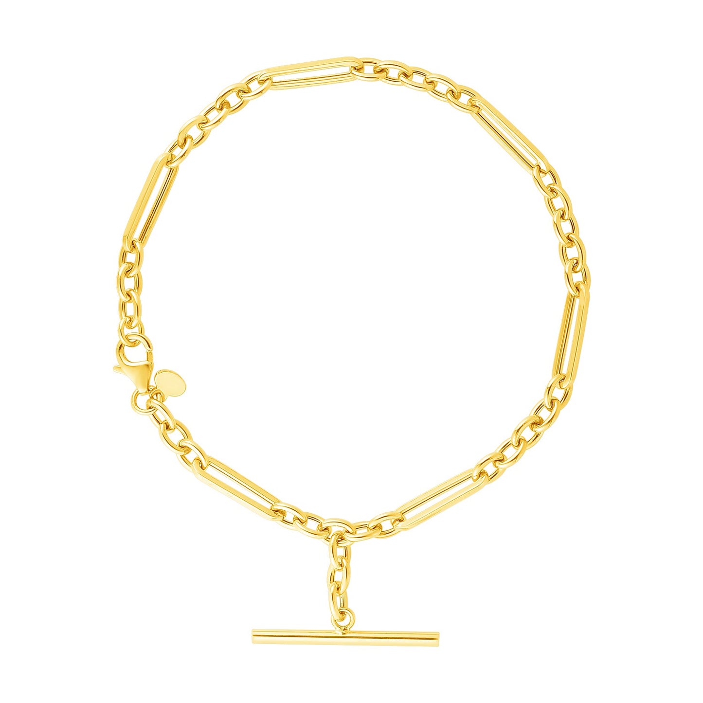 14k Yellow Gold 7 1/5 inch Alternating Oval and Round Chain Bracelet with Toggle (3.90 mm)