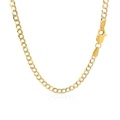 14k Two Tone Gold Pave Curb Chain (3.20 mm)