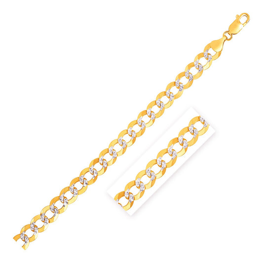 14k Two Tone Gold Pave Curb Bracelet (12.18 mm)