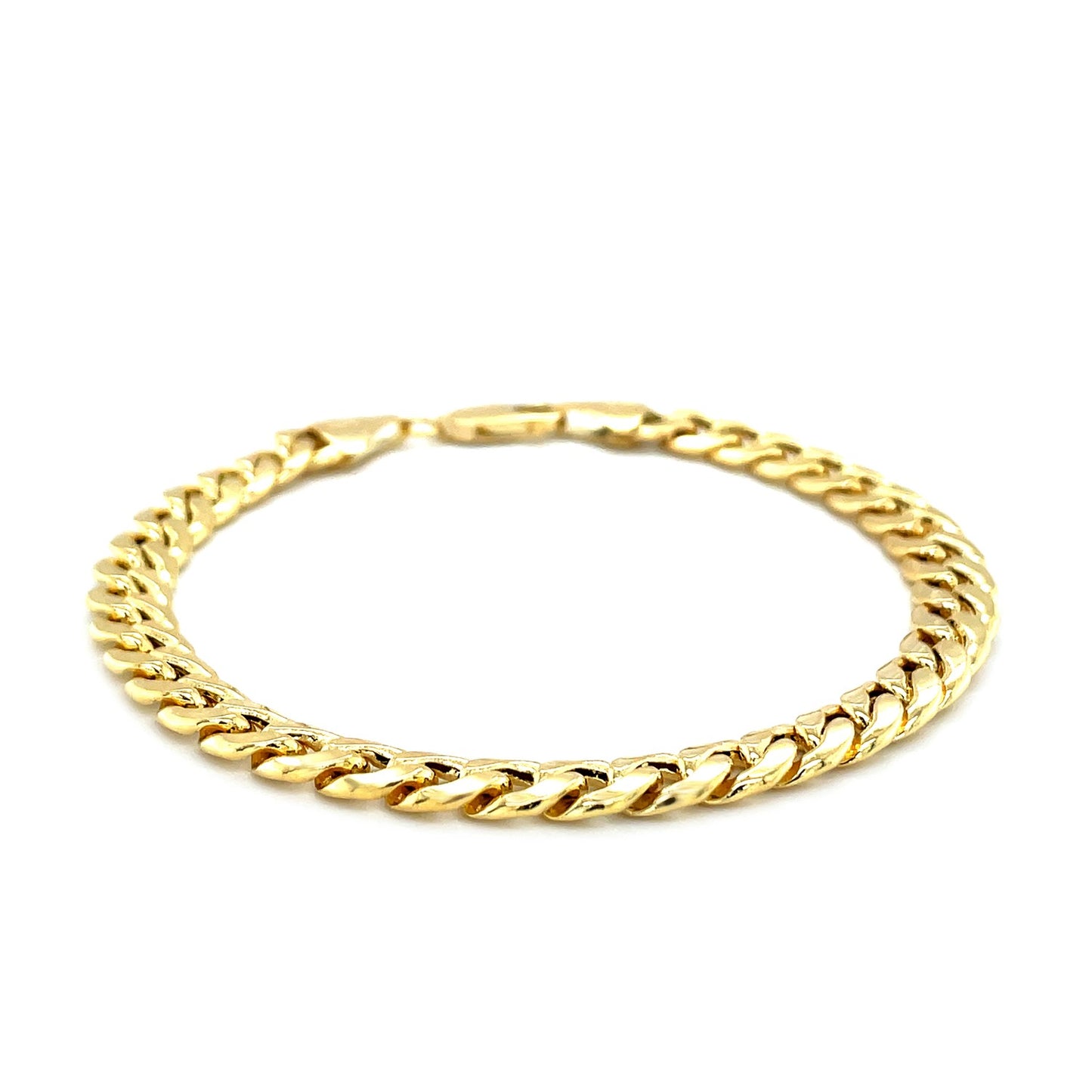 14k Yellow Gold Miami Cuban Semi Solid Bracelet (7.00 mm)