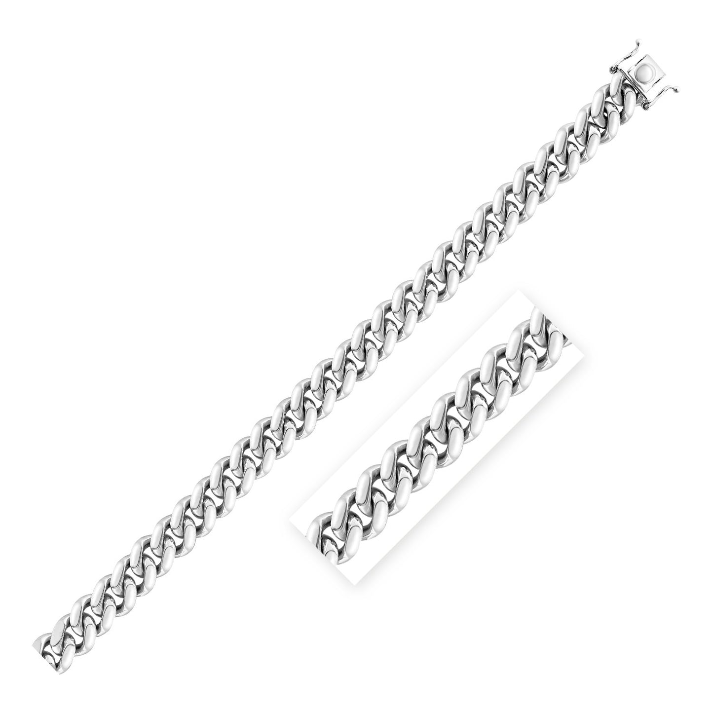 Sterling Silver Rhodium Plated Miami Cuban Chain (9.80 mm)