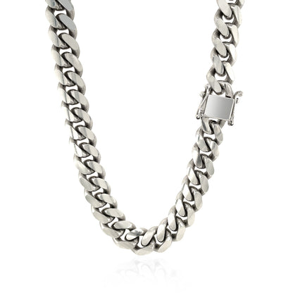 Sterling Silver Rhodium Plated Miami Cuban Chain (9.80 mm)