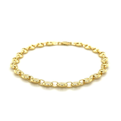 4.7mm 14k Yellow Gold Puffed Mariner Anklet
