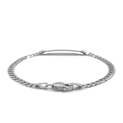 14k White Gold Curb Link Chain Polished Childrens ID Bracelet (3.00 mm)