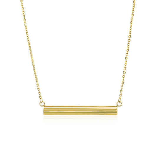 14k Yellow Gold Chain Necklace with a Shiny Flat Bar