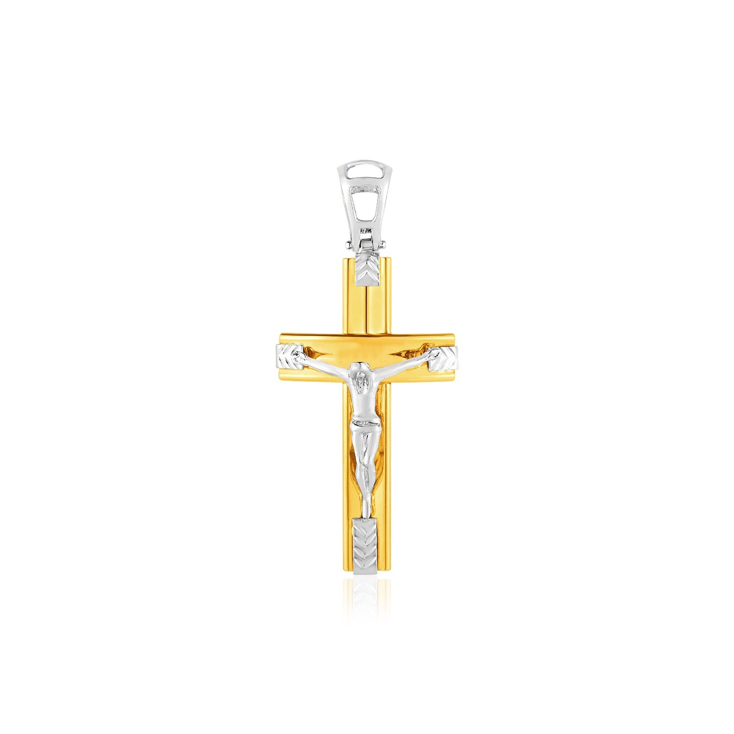 14k Two Tone Gold Crucifix Pendant