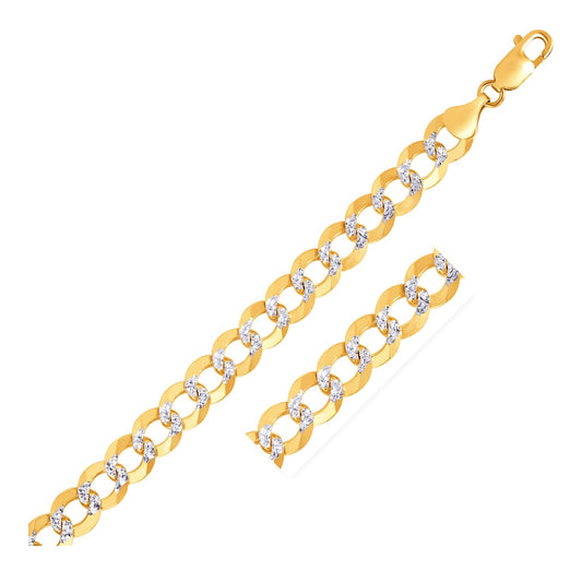 14k Two Tone Gold Pave Curb Bracelet (9.70 mm)