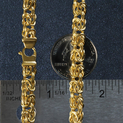 10k Yellow Gold Byzantine Design Chain Bracelet (7.00 mm)