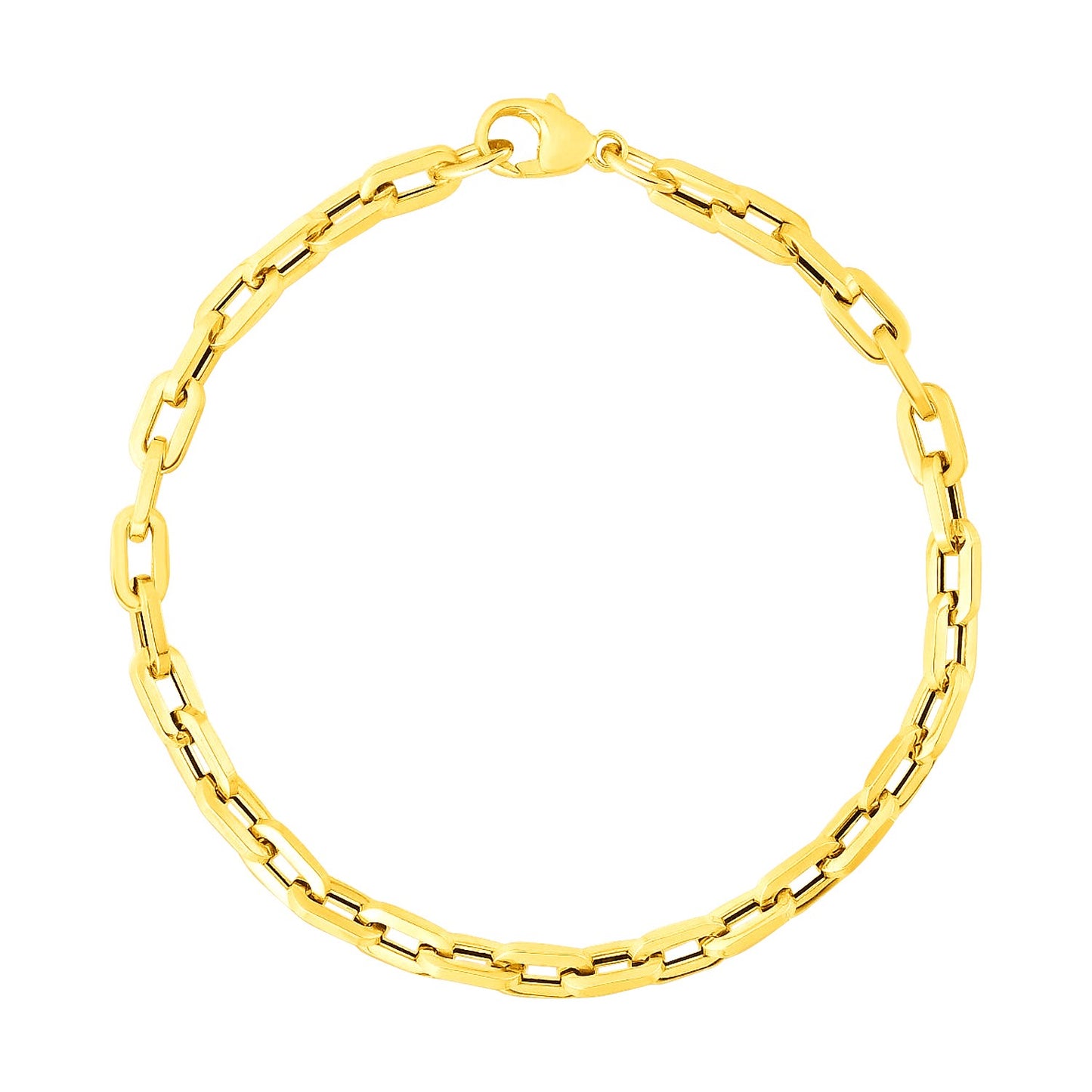 14k Yellow Gold 7 1/2 inch Paperclip Chain Bracelet with Three Diamond Links (4.20 mm)